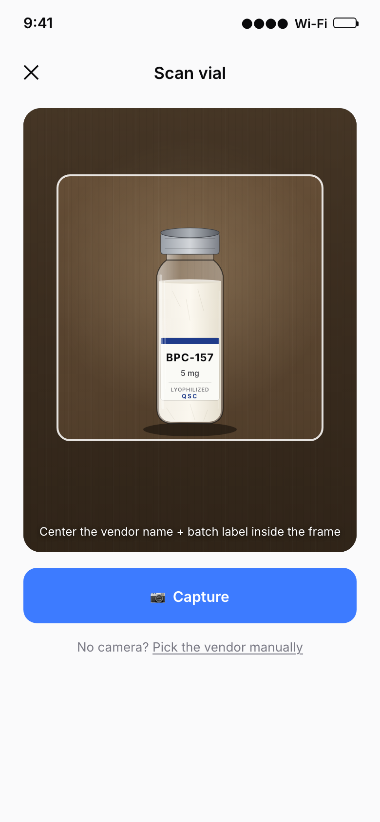 Vial scanner screen